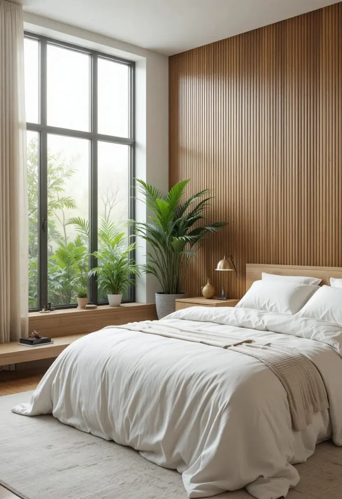 Bamboo wall paneling bringing a peaceful and natural feel to a room