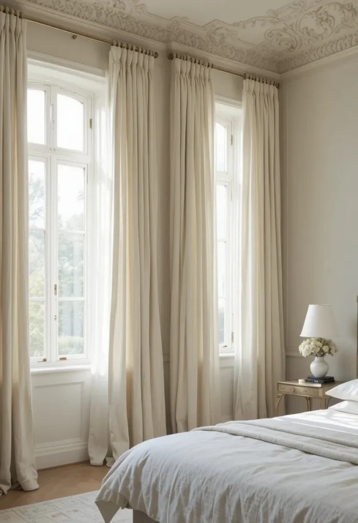 high hung curtains bedroom ideas to make windows look larger and ceilings taller