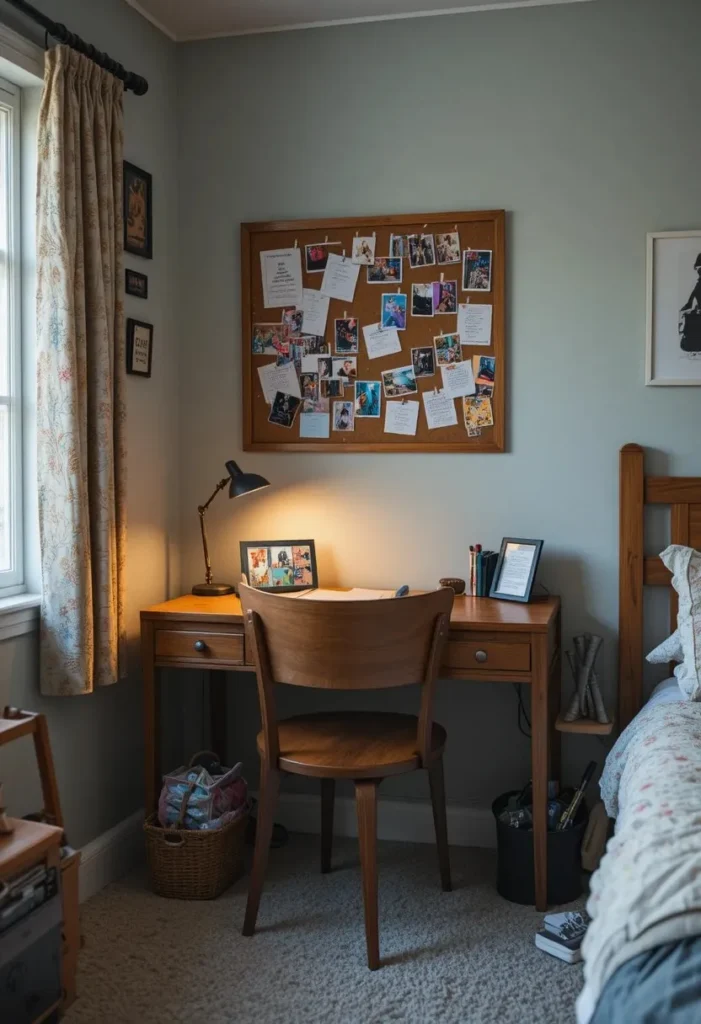 Cozy study corner setup in a teen bedroom