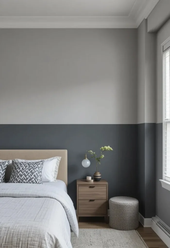 Two tone painted walls in modern teenage boy bedroom design