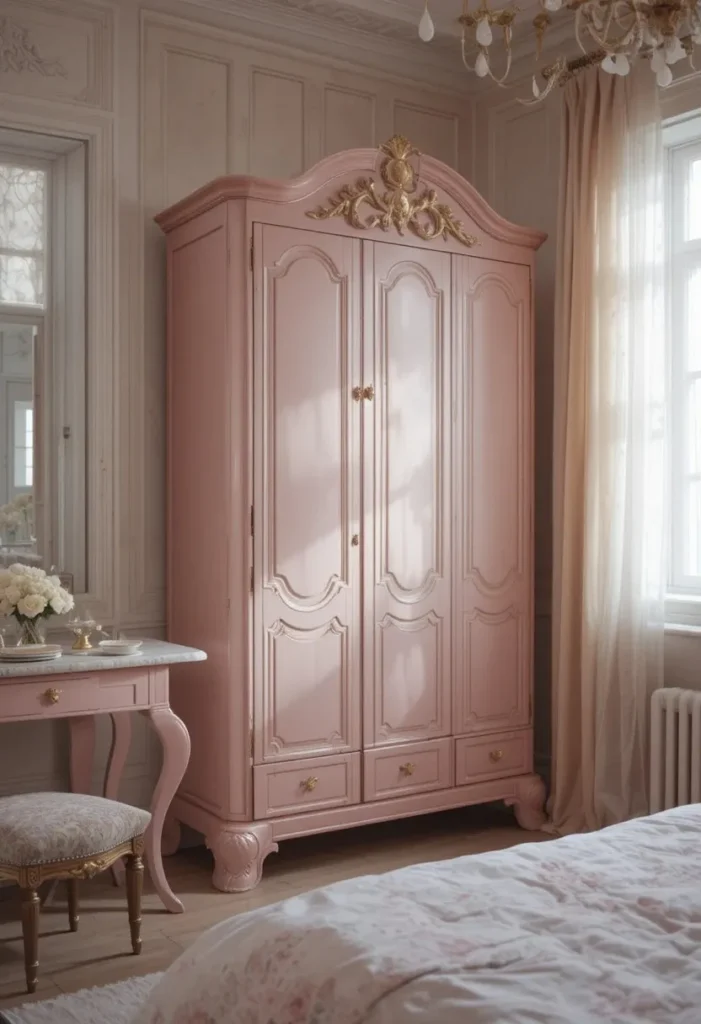 Pastel-colored wardrobe creating a soft and calming bedroom style
