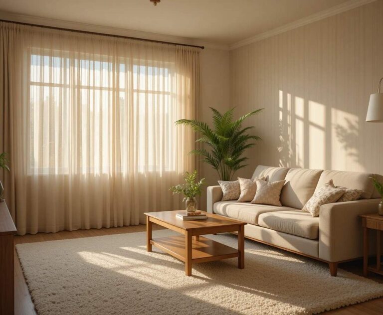 Cozy living room with a soft neutral living room carpet and warm natural light