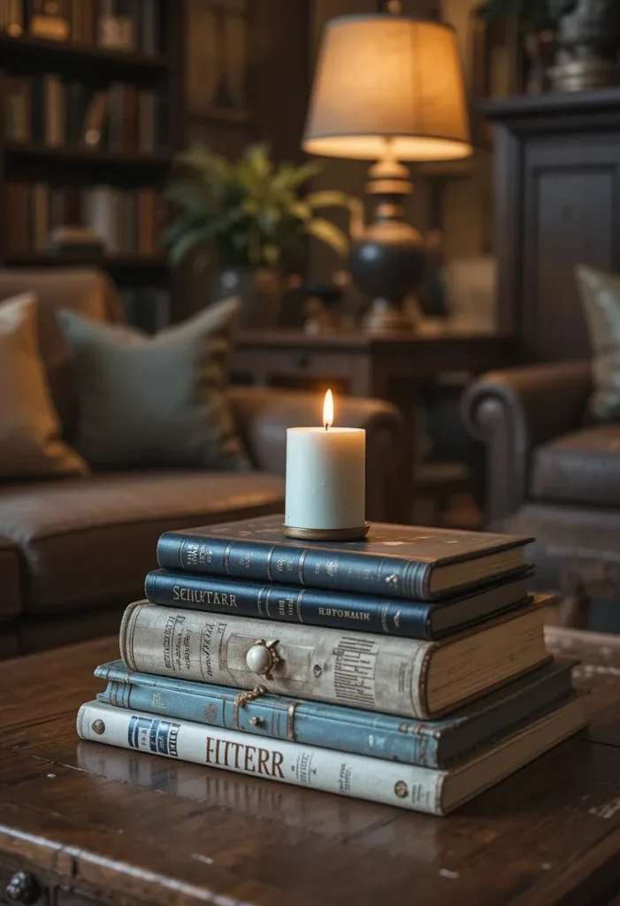 Alt Text: Oxblood leather Chesterfield sofa in a dark academia living room
