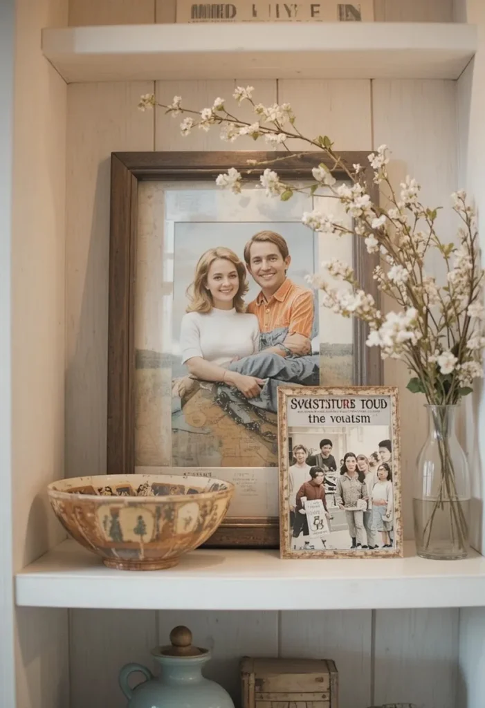 Personal touches and heirloom decor in living room styling
