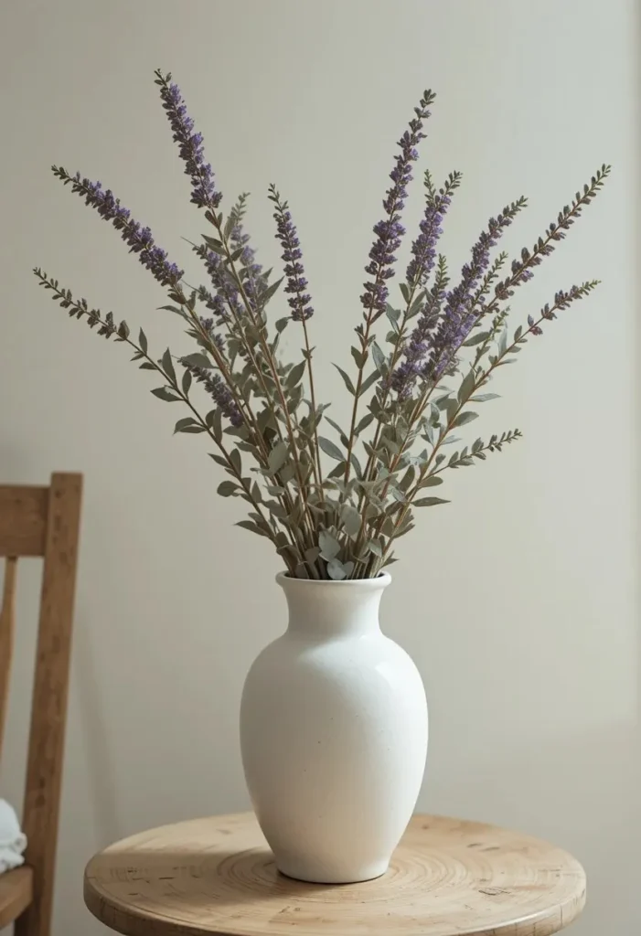 Dried floral accents styled in a cottage living room