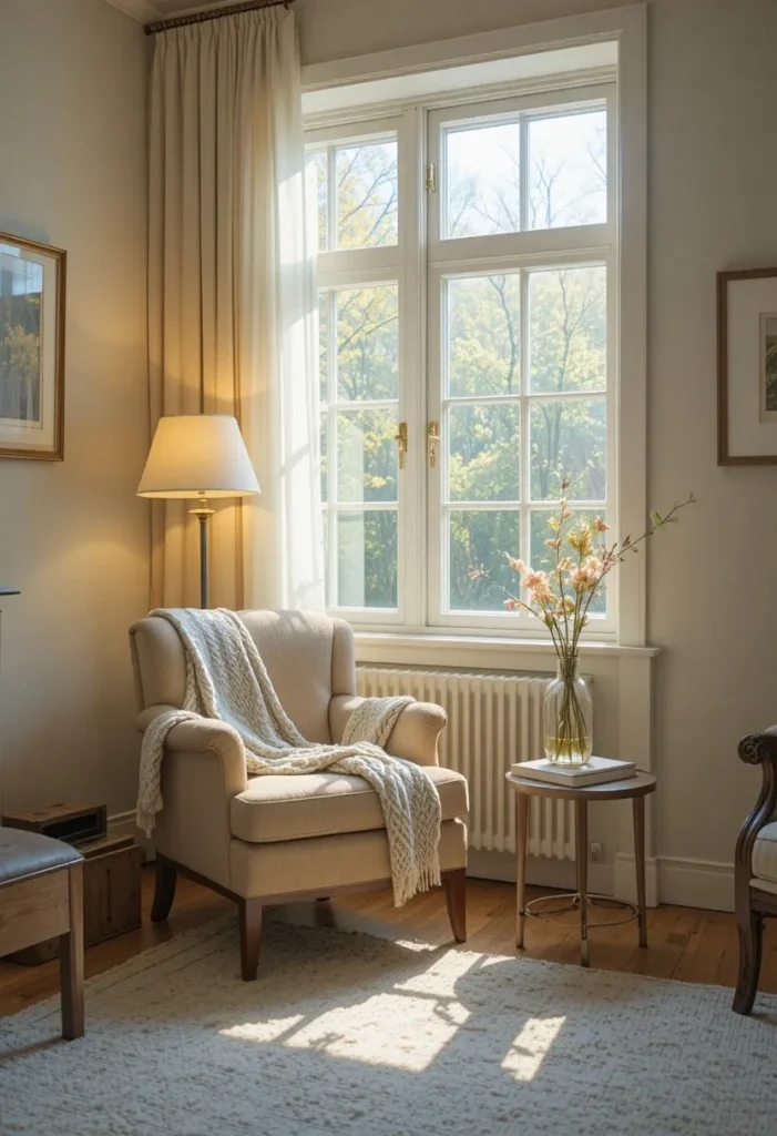 Cozy reading nook idea in living room interior design
